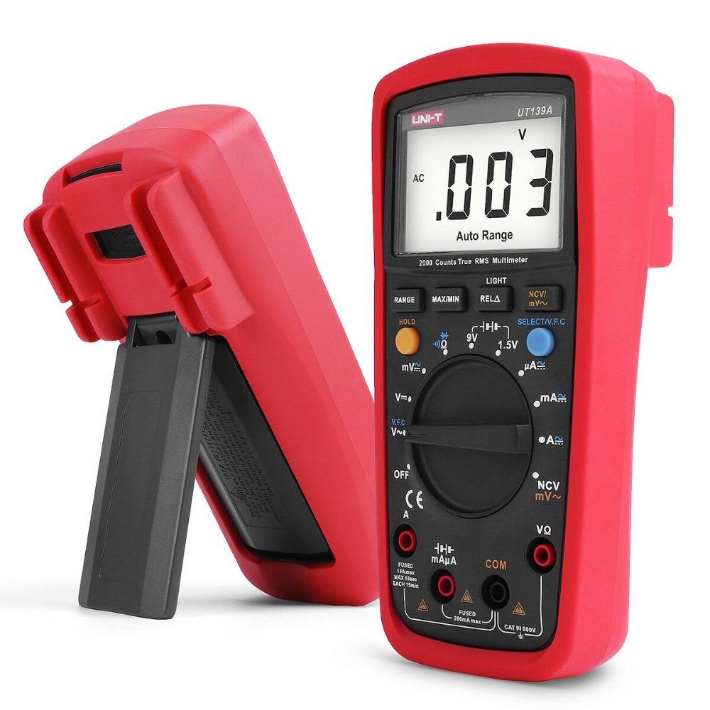 Red And Gray Mini Ut139c Multimeter Rms Ncv W/ Battery Tester Multimetro Lcr Voltage Current Frequency Measurement Meter Lcd