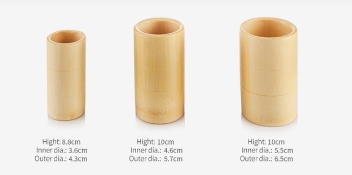 Vacuum Cupping Wooden Fire Cup Bamboo Cups - Natural Bamboo Material, 3 Sizes: 8.5-10cm Height, Yellow Color, Manual Fire Cupping, Hijama Accessories