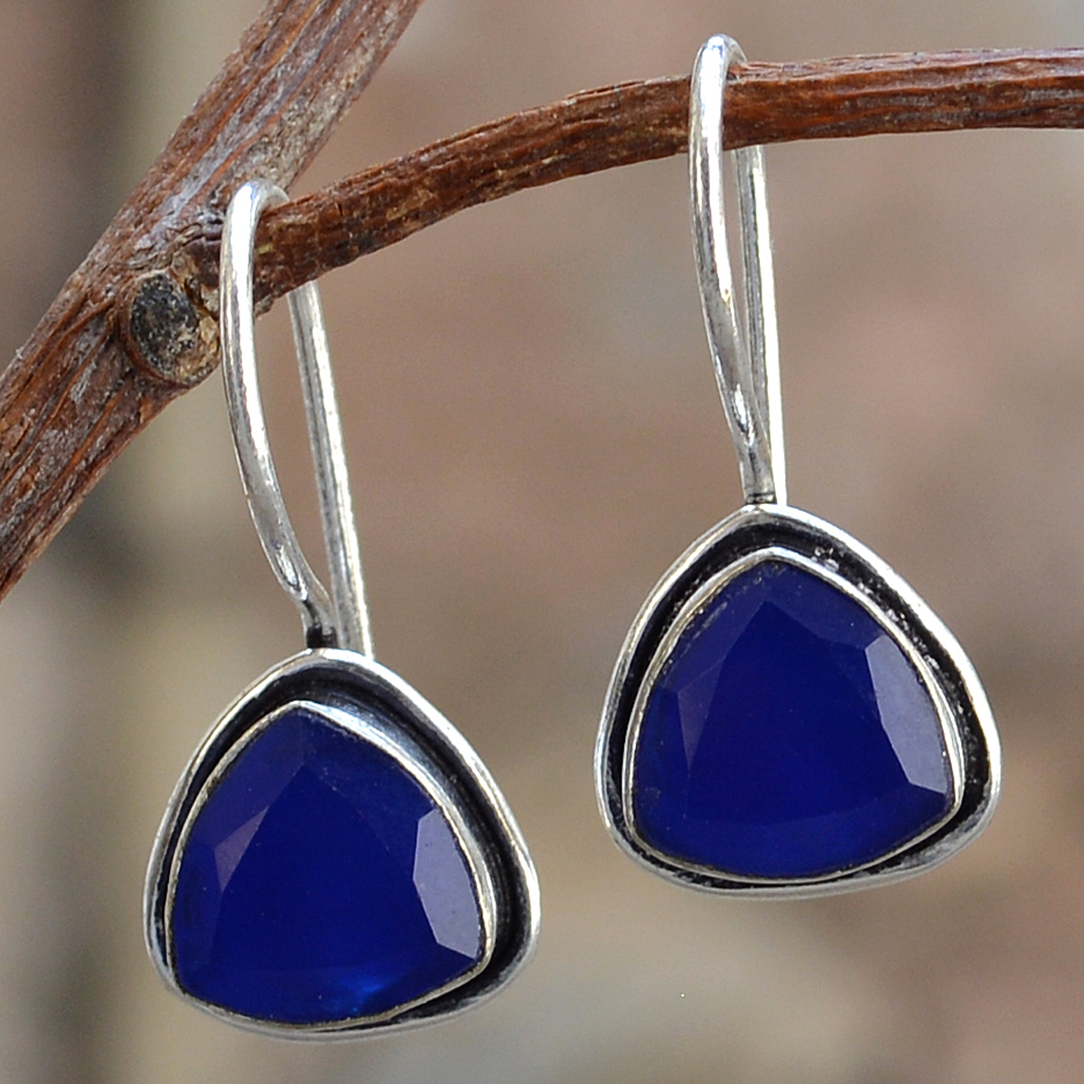 Silver Lapis Stone Earring - 1.1x2.2 Cm Size, 10x10 Mm Stone Size, Back Lock Design | Sterling Silver, Women's Stud Earrings For Anniversary, Engagement, Gift, Party, Wedding