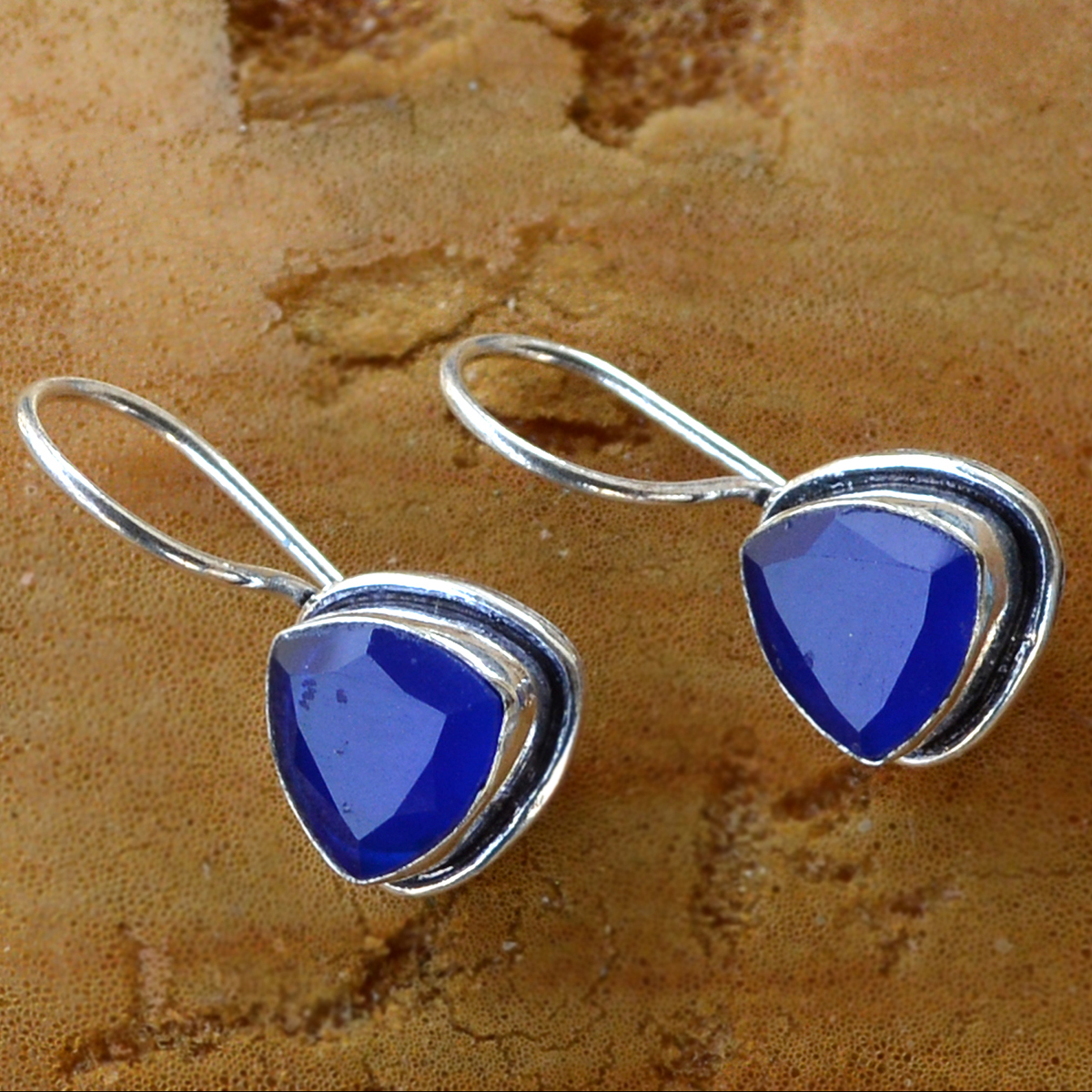 Silver Lapis Stone Earring - 1.1x2.2 Cm Size, 10x10 Mm Stone Size, Back Lock Design | Sterling Silver, Women's Stud Earrings For Anniversary, Engagement, Gift, Party, Wedding
