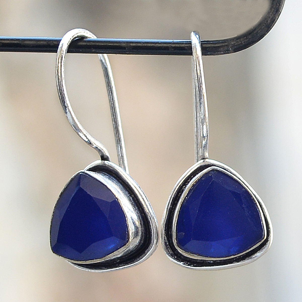 Silver Lapis Stone Earring - 1.1x2.2 Cm Size, 10x10 Mm Stone Size, Back Lock Design | Sterling Silver, Women's Stud Earrings For Anniversary, Engagement, Gift, Party, Wedding