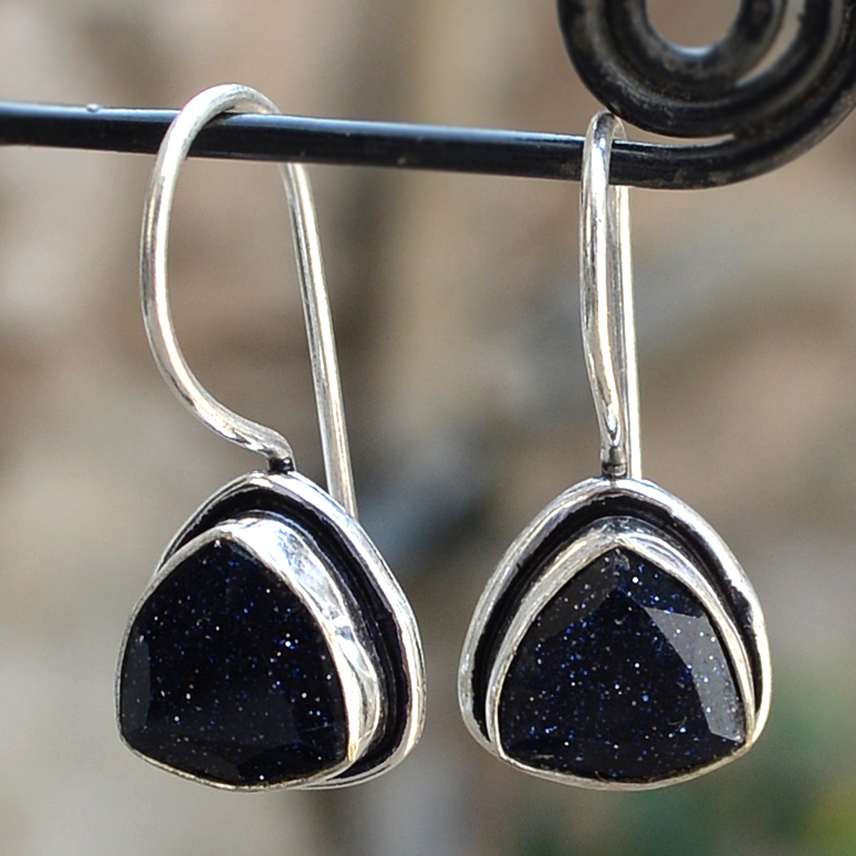 Silver Blue Sunstone Earrings - 10x10 Mm Stone Size, Dangle Design In Sterling Silver | Perfect For Engagements, Weddings, And Gift Giving