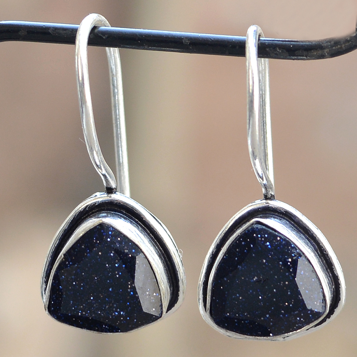 Silver Blue Sunstone Earrings - 10x10 Mm Stone Size, Dangle Design In Sterling Silver | Perfect For Engagements, Weddings, And Gift Giving