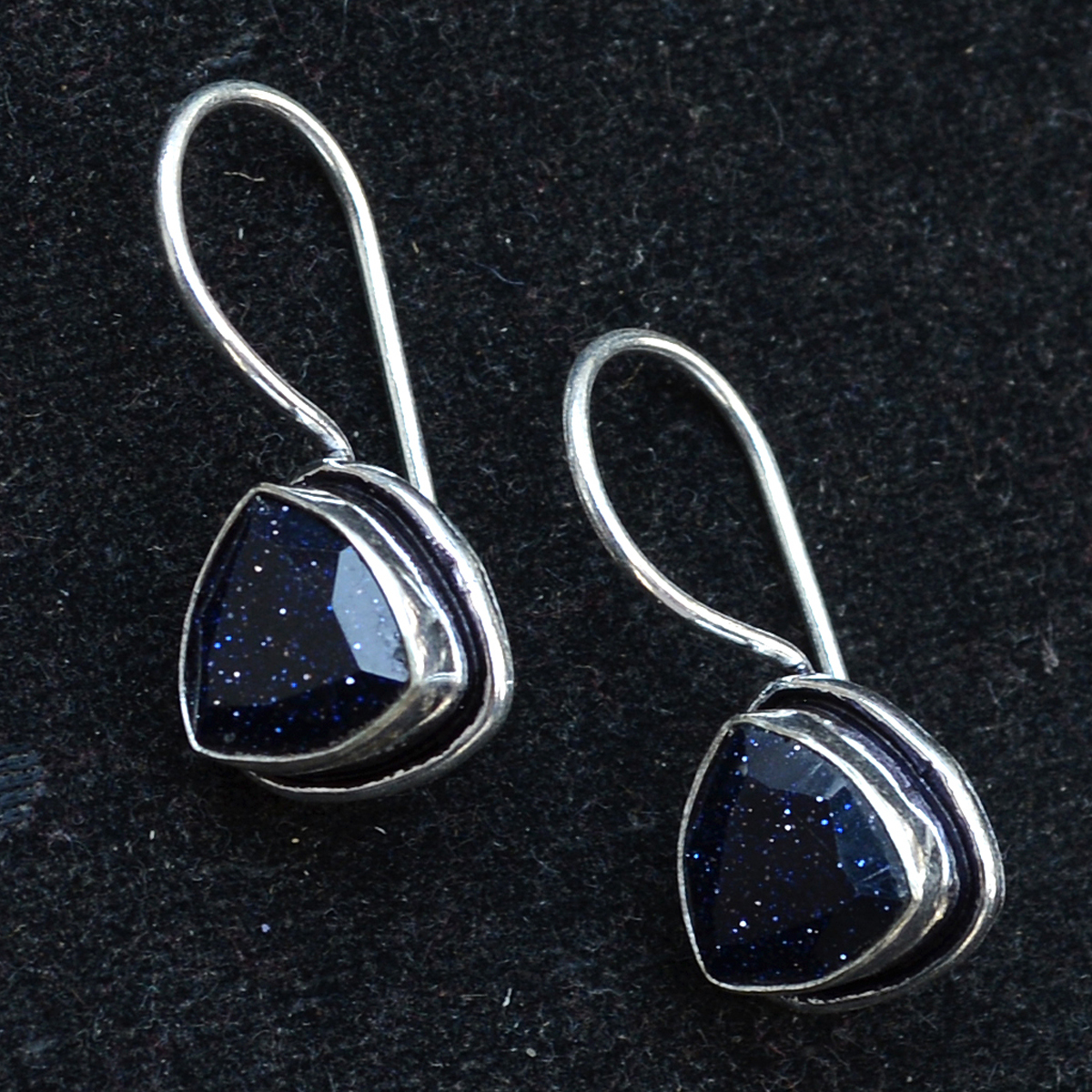 Silver Blue Sunstone Earrings - 10x10 Mm Stone Size, Dangle Design In Sterling Silver | Perfect For Engagements, Weddings, And Gift Giving