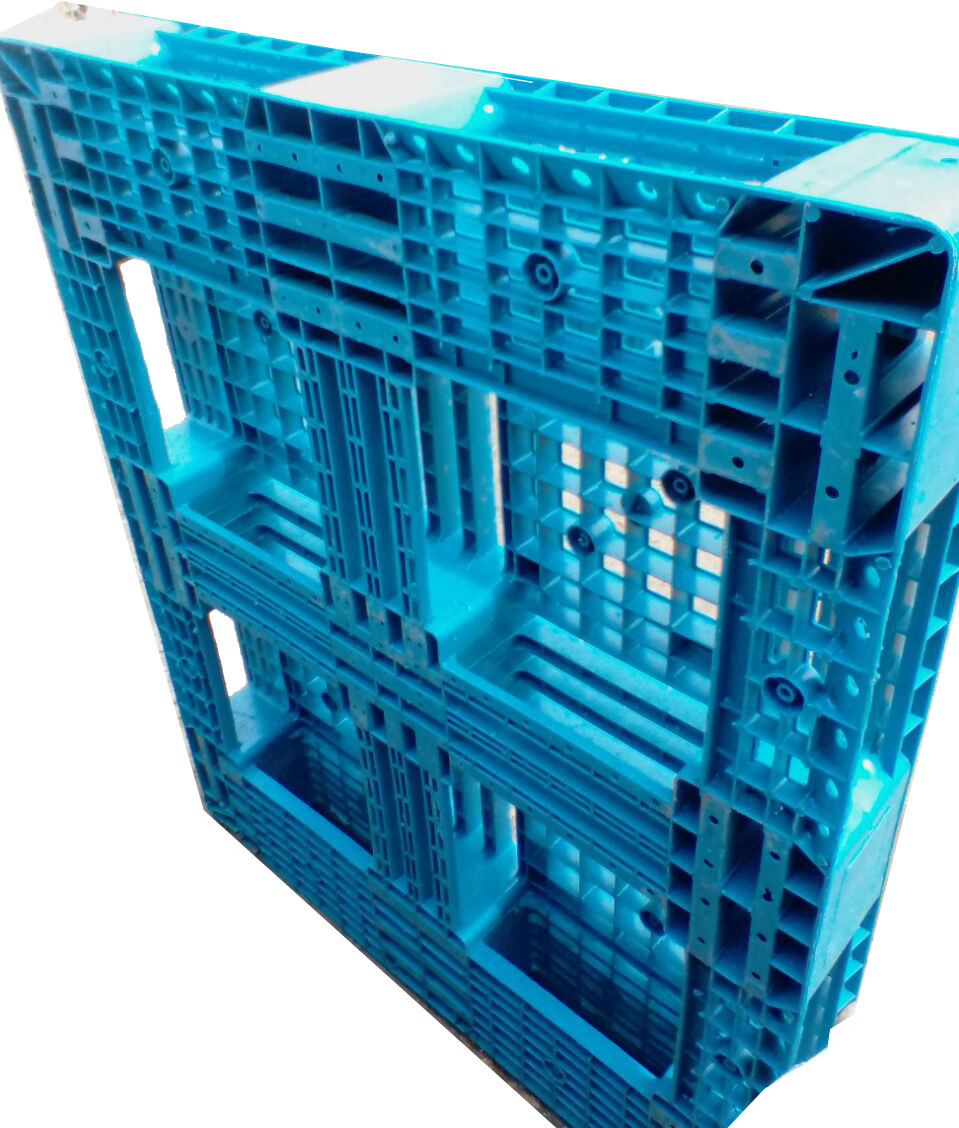 Used Plastic Pallet - 1300x1100x150 Mm Blue & White | Double Deck 4-way Entry 3000 Kg Load Capacity Ideal For Pharmaceuticals Dairy Chemicals Food Processing And Logistics