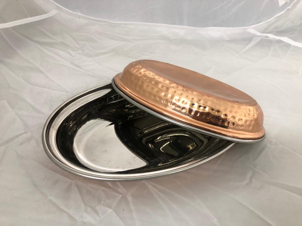 Oval Dish Steel Copper Hammered
