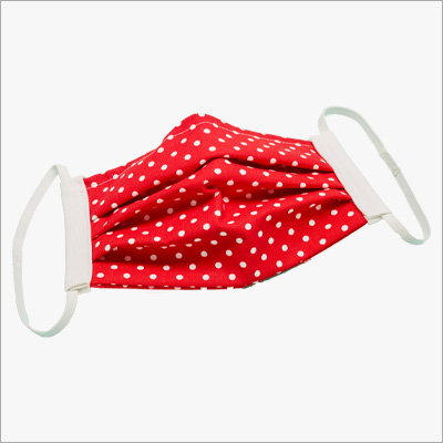 Cotton Printed Face Mask - Cotton, 17x9 Cm, Red | Reusable, Breathable, Washable, Elastic Earloops, 2 Layers