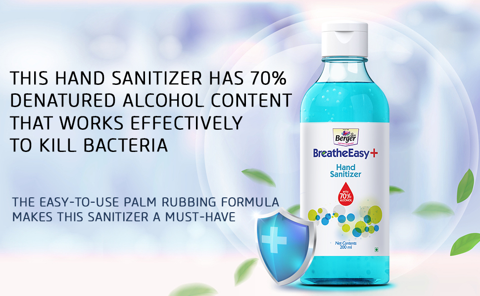Berger Hand Sanitizer - 200 Milliliter, Blue Color | Germ-killing, Moisturizing, Citrus Scent, Suitable For All Ages, Instant Disinfection