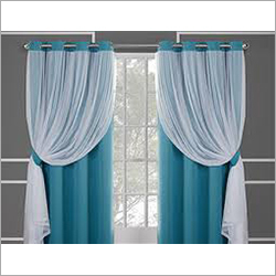 Double Door Window Curtain - Cotton Material, Blue Color | Modern Design, Easy to Assemble, Ideal for Homes and Hotels