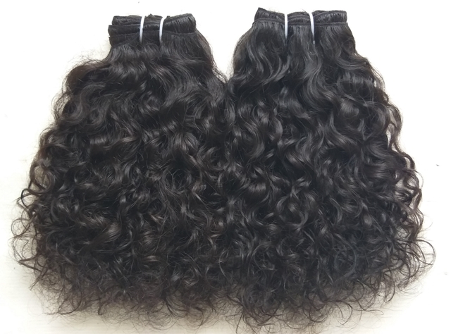 Natural Curly Human Hair Machine Weft - Remy Indian Hair, 8-40 Inch Length | Tangle Free, Shedding Free, Smooth & Silky Finish
