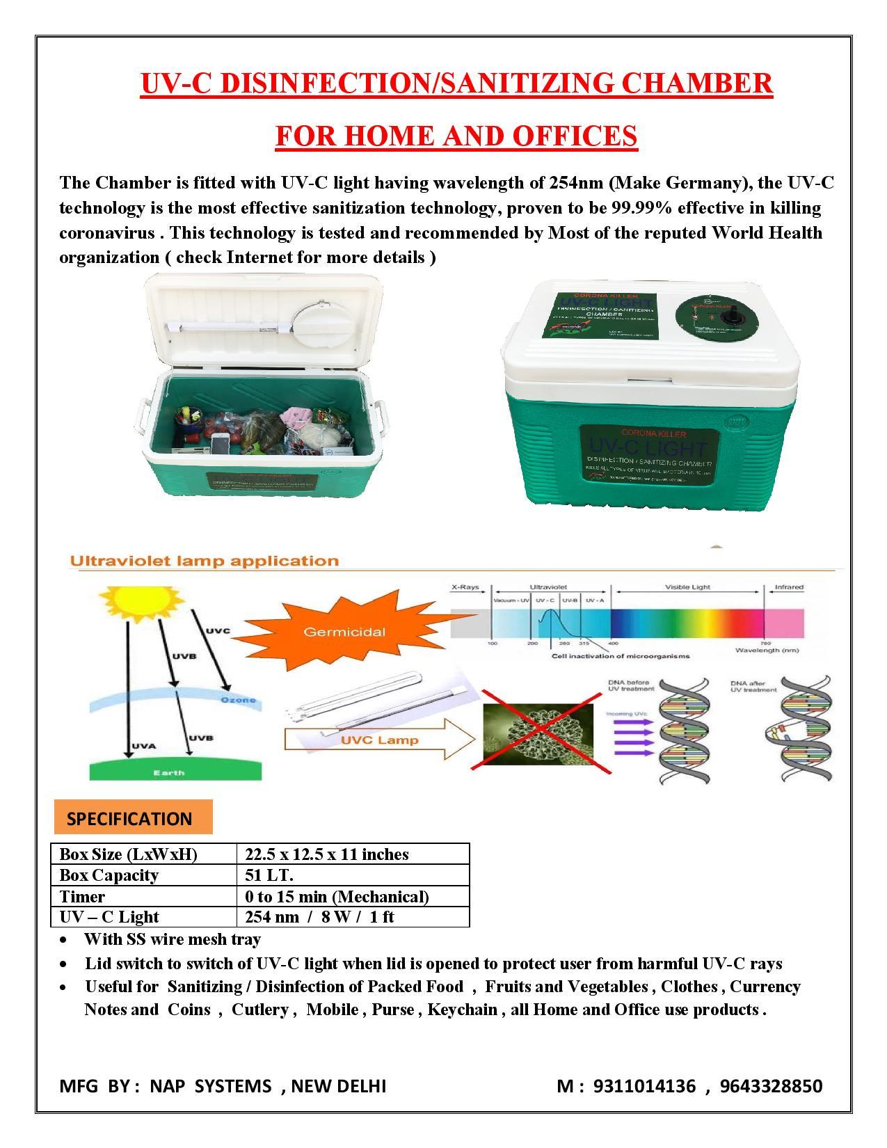 Uv-c Sanitizing Chamber