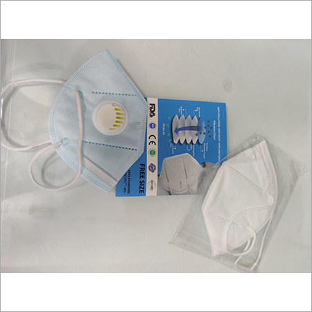 N95 Face Mask - Polypropylene, 17.5 cm x 9.5 cm | 4 Layers, CE Certified, Elastic Ear Loops, Valve Included