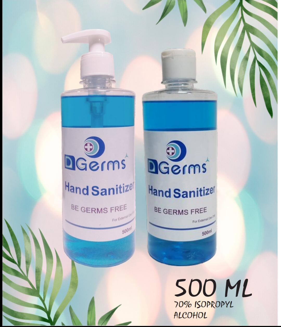 D Germs Hand Sanitizer Gel - Herbal Liquid Gel, 70% Isopropyl Alcohol, Transparent | Quick Drying, Non-stick Formula, Aloe Vera & Tea Tree Oil Infused, Kills 99.9% Germs