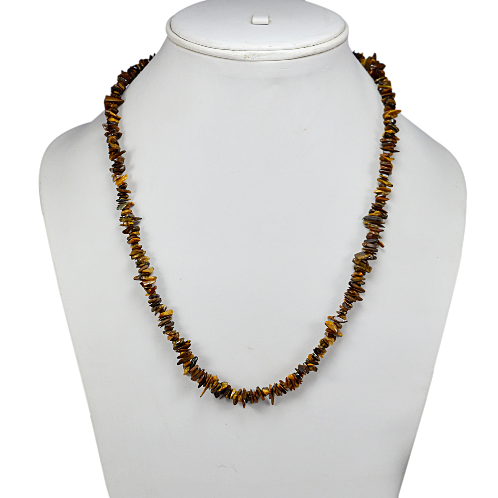 Tiger Eye Gemstone Chips Necklace Pg-131506 Size: 0.8x54