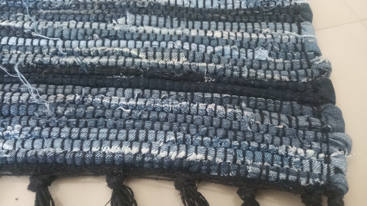 Denim Rag Rugs - 75x125cm, Blue Cotton, Hand Woven Design, Washable For Home And Travel Use - Versatile Decorative Textile