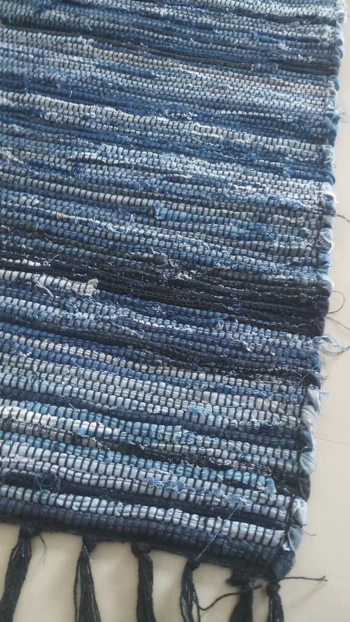 Denim Rag Rugs - 75x125cm, Blue Cotton, Hand Woven Design, Washable For Home And Travel Use - Versatile Decorative Textile