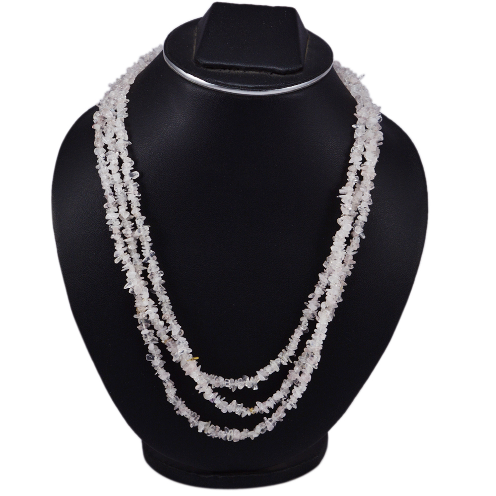 Rose Quartz Gemstone Chips Necklace Pg-131530 Size: 1.8x50.8