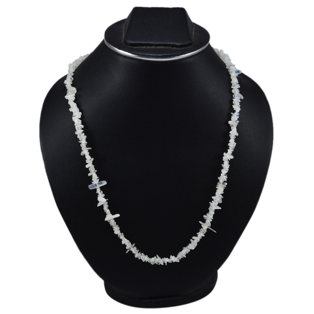 Rainbow Moonstone Gemstone Chips Necklace Pg-131532 Size: 1.3x52.8