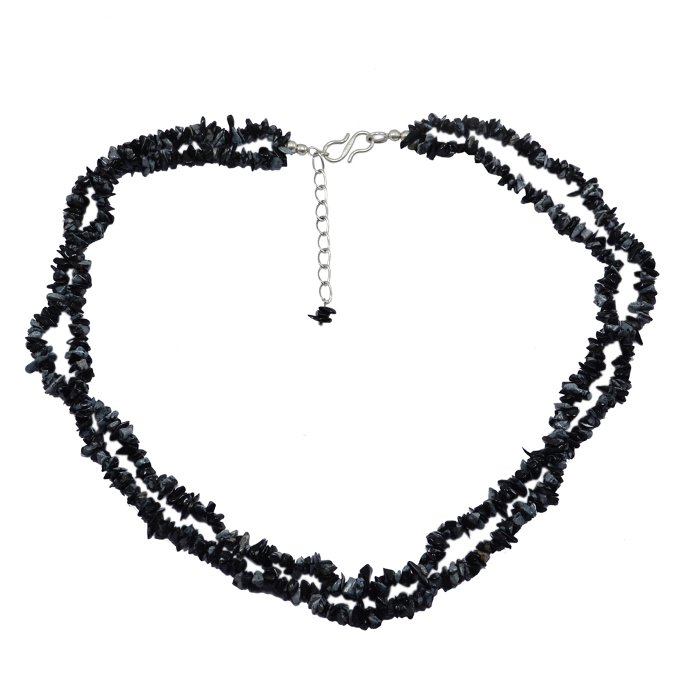 Snowflake Obsidian Gemstone Chips Necklace Pg-131538 Size: 1.2x50.1