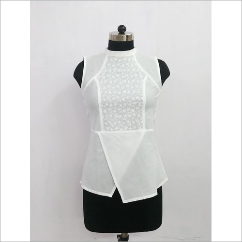 Western Hand Embroidered Lucknowi Chikan Top Party Wear Formal Top
