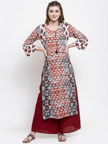Multi Color Printed Kurtis With Palazzo