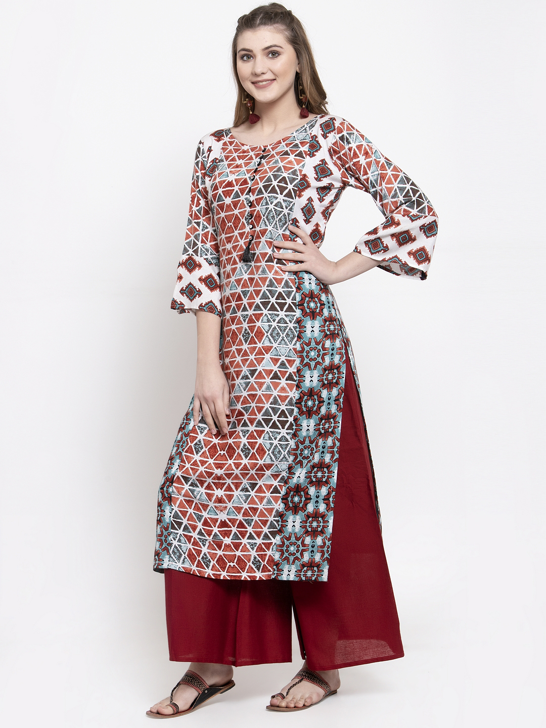 Multi Color Printed Kurtis With Palazzo
