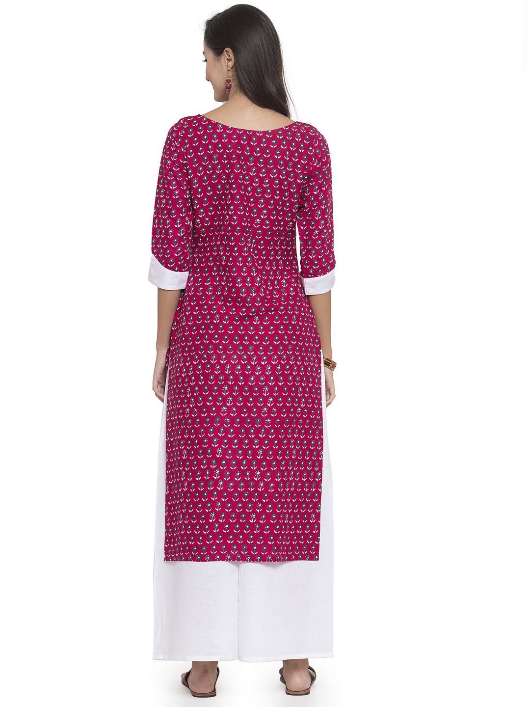 Breathable Pink Soft Rayon Printed Kurtis With Palazzo