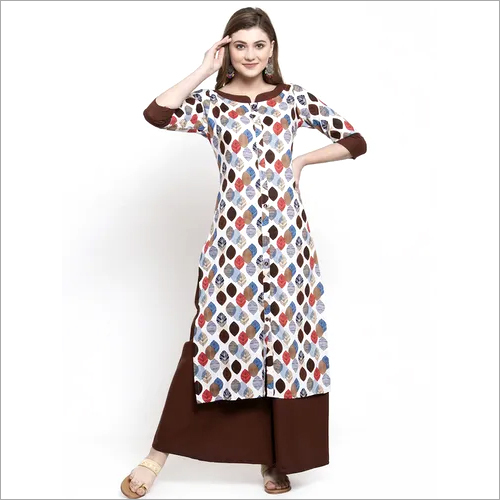 Multicolour Ladies Rayon Designer Kurta Set