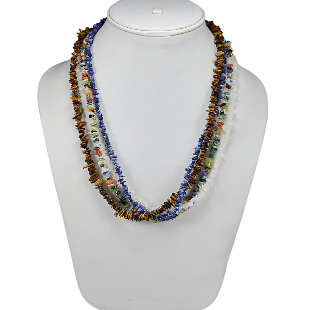 Multi Gemstone Gemstone Chips Necklace Pg-131563 Size: 2.6x54.3