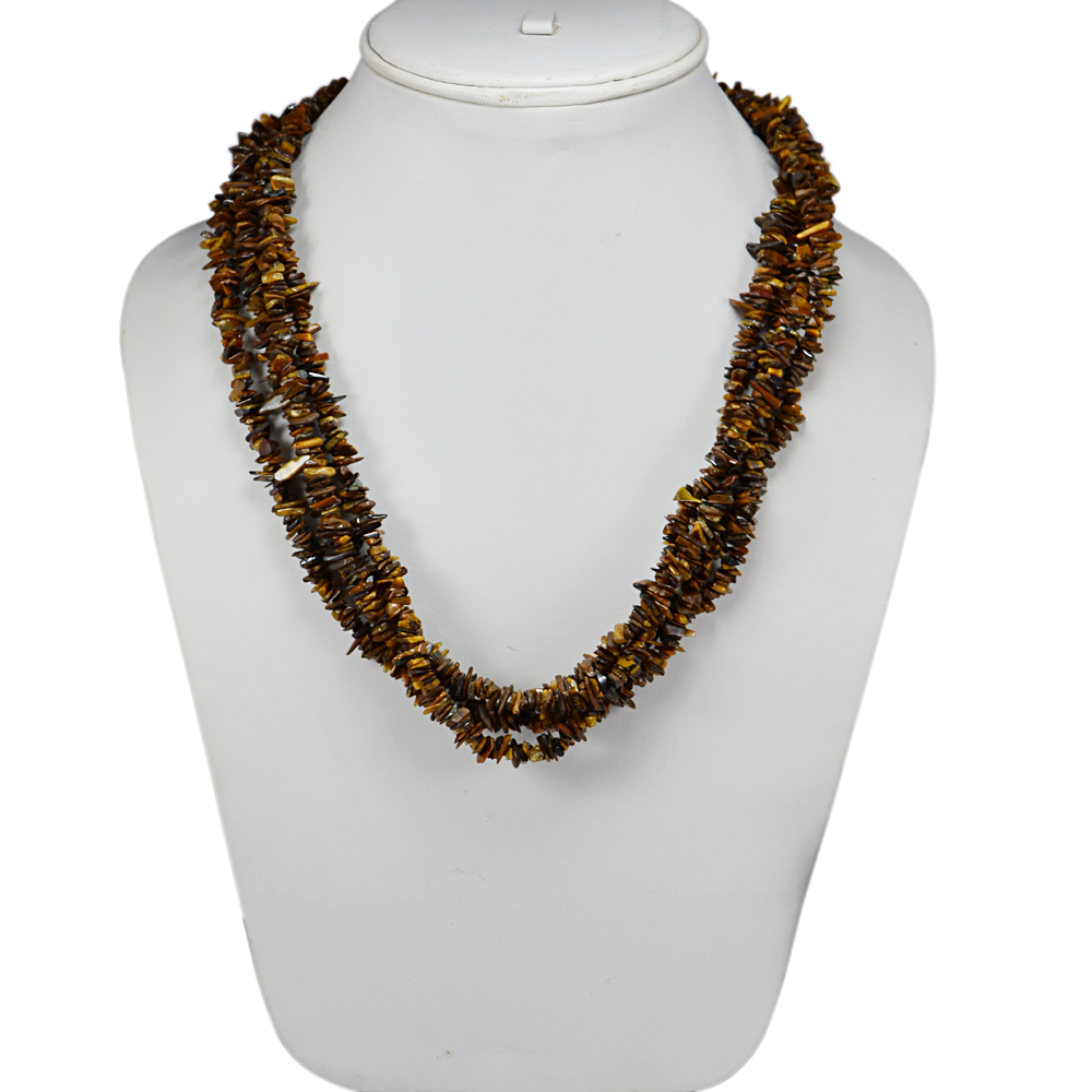 Tiger Eye Gemstone Chips Necklace Pg-131564 Size: 2.7x53.4