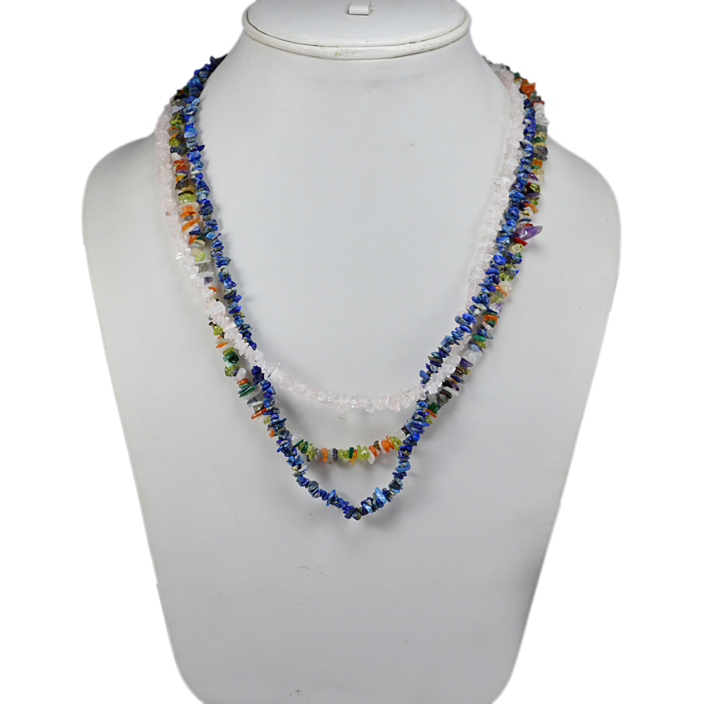 Multi Gemstone Gemstone Chips Necklace Pg-131567 Size: 1.8x50.1