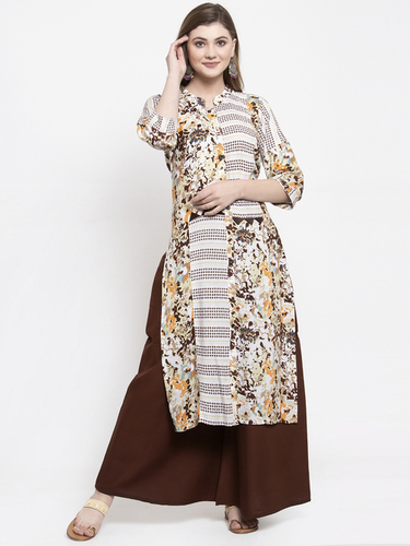 Multicolour Rayon Daily Wear Kurta With Palazzo Set