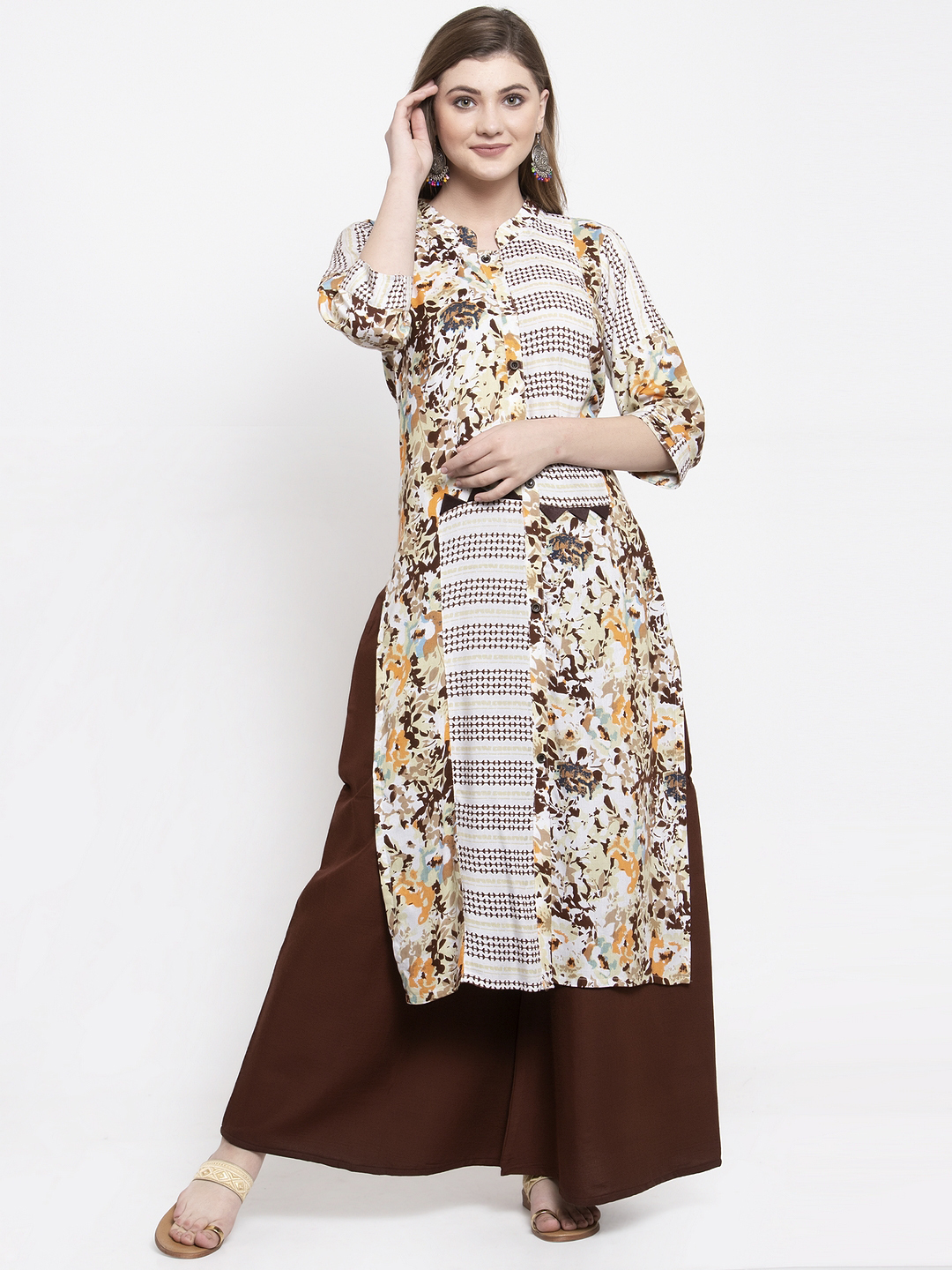 Multicolour Rayon Daily Wear Kurta With Palazzo Set