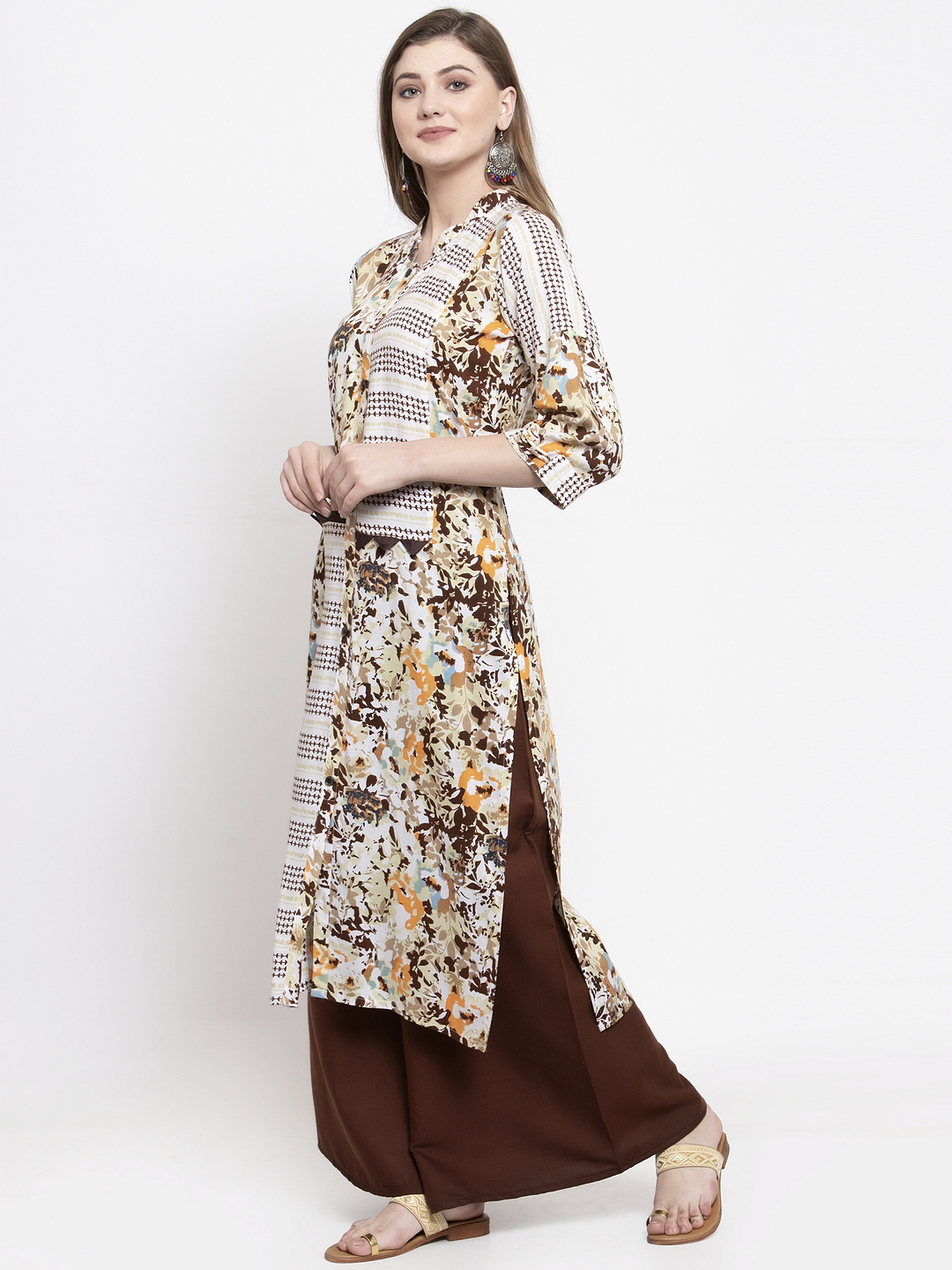 Multicolour Rayon Daily Wear Kurta With Palazzo Set