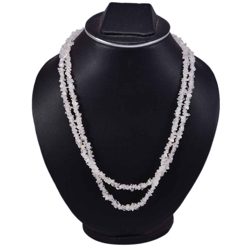 Rose Quartz Gemstone Chips Necklace Pg-131573 Size: 1.3x50