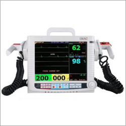 Biphasic Defibrillator - Abs Material, 14x14x18 Cm, White | Lcd Display, Battery Backup, 200j For Adult & Pediatric, Portable Operation