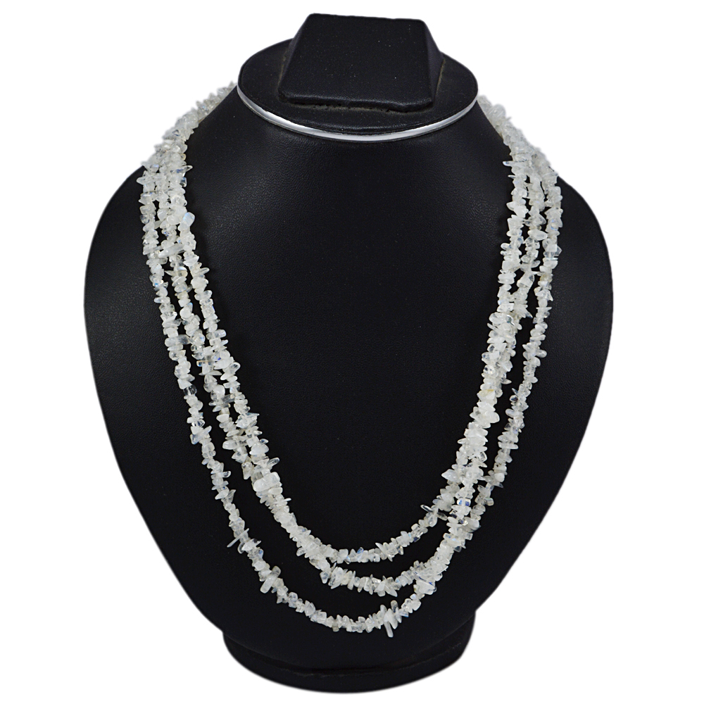 Rainbow Moonstone Gemstone Chips Necklace - 1.7x50.8 Cm | Silver, Sterling Silver Material, Free Size