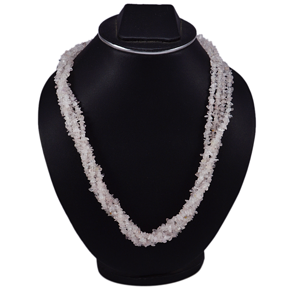 Rose Quartz Gemstone Chips Necklace Pg-131578 Size: 2x53.1