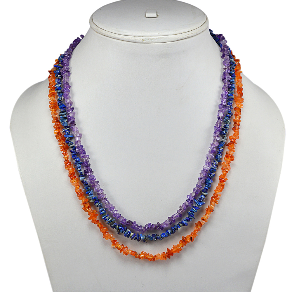 Multi Gemstone Chips Necklace Pg-131580 Size: 1.7x50.8
