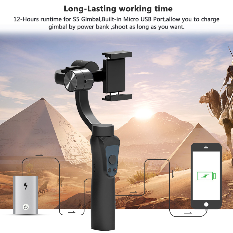 High Quality S5 3-axis Handheld Bluetooth Gimbal Stabilizer For Smartphones