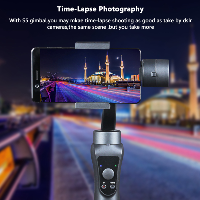 High Quality S5 3-axis Handheld Bluetooth Gimbal Stabilizer For Smartphones