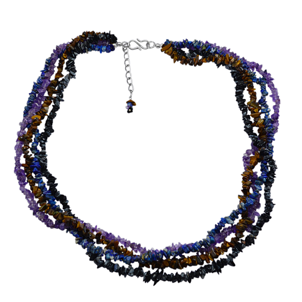 Multi Gemstone Chips Necklace Pg-131582 Size: 2.1x54.3