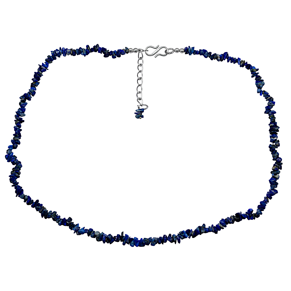 Sodalite Gemstone Chips Necklace - Sterling Silver, 0.6x52.5 Inches | Unique Natural Stone Jewelry