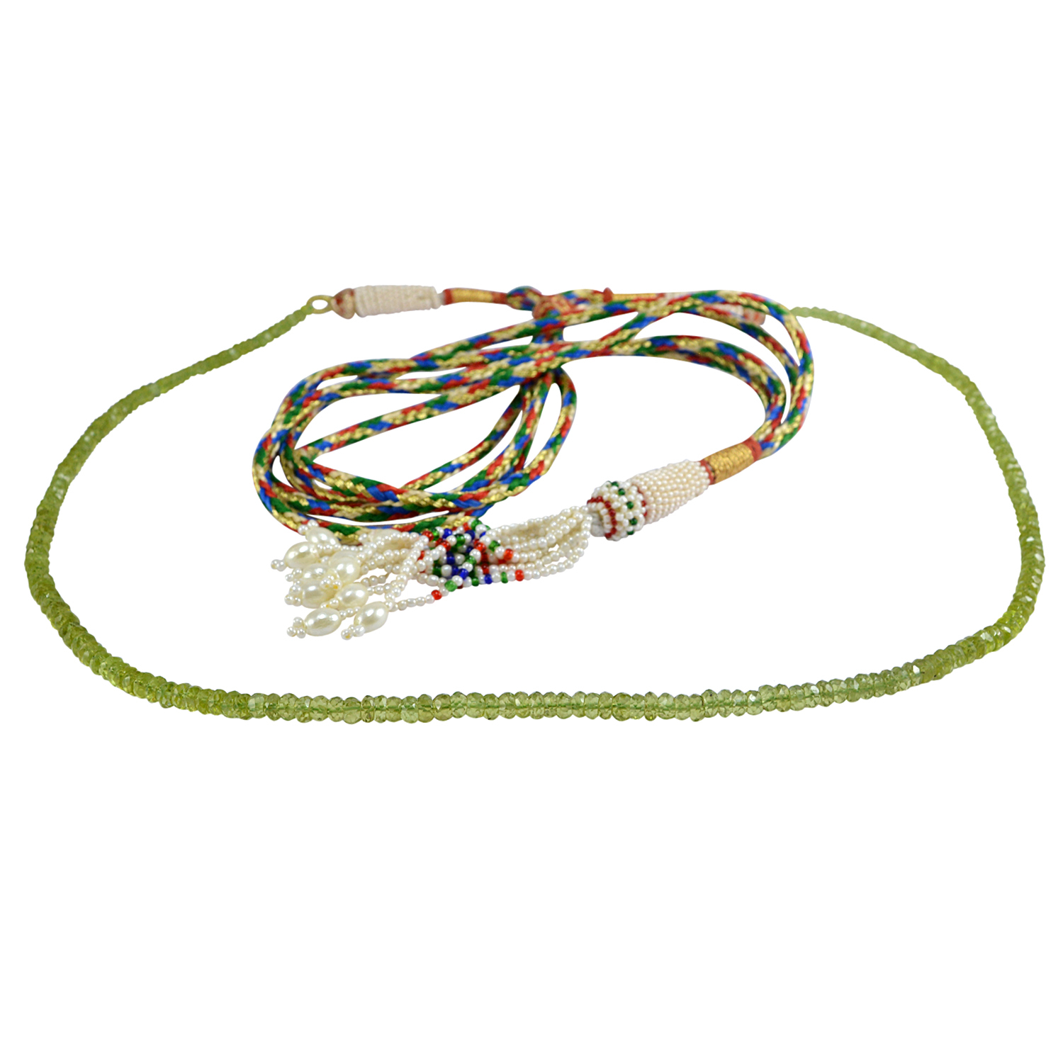 Green Quartz & Pearl Adjustable Necklace Pg-133359 - Silver, 3 Mm Stones, Adjustable Size | Necklace