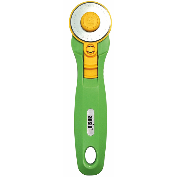 Rotary Cutter - Stainless Steel, 45mm Blade | Lockable Blade, Lightweight Plastic Handle, Purple Color, 10cm Handle Length, 100g Weight