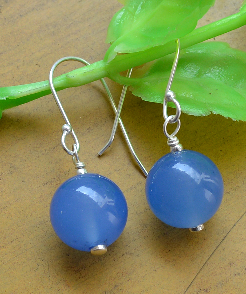 Blue Chalcedony Gemstone Silver Earring Pg-133390 Gender: Women