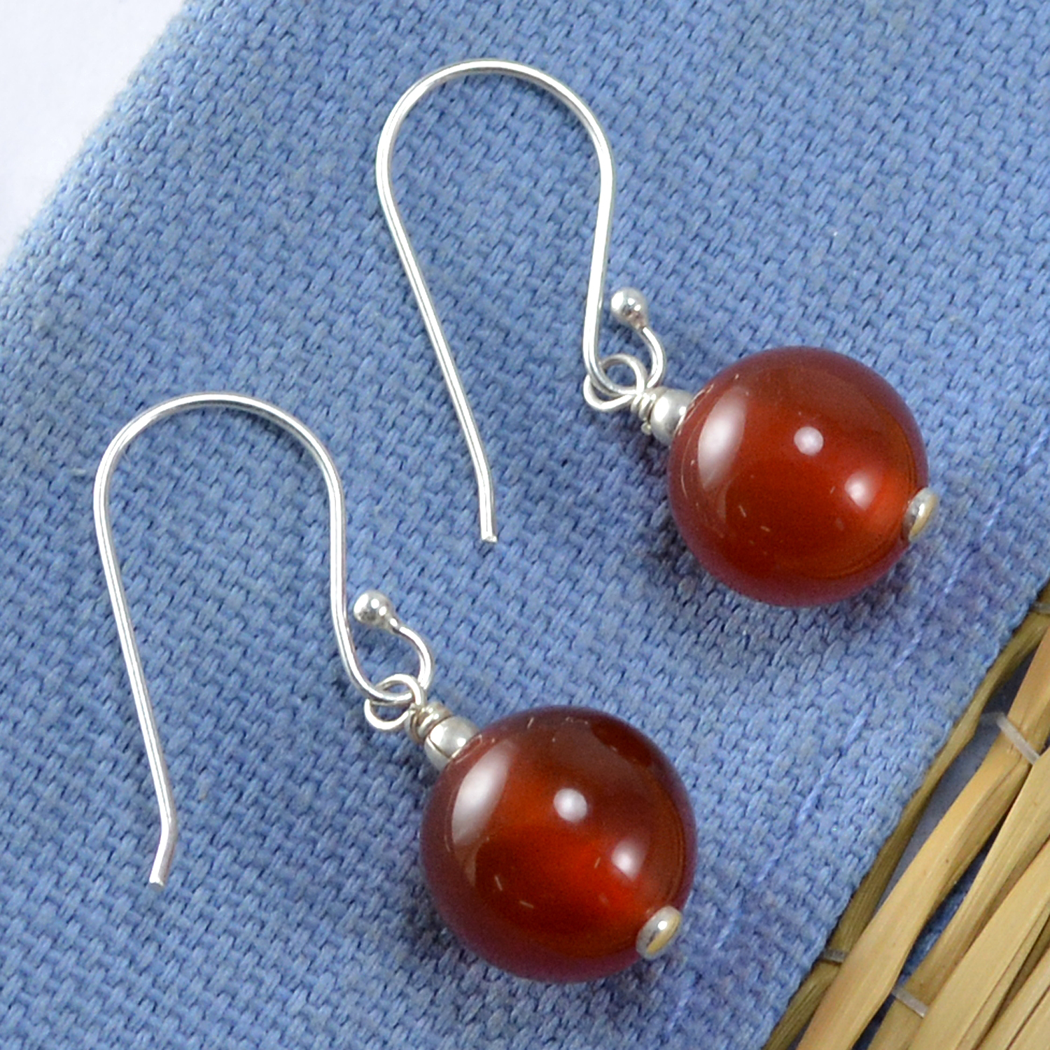 Red Onyx Silver Earring Pg-133393 Gender: Women