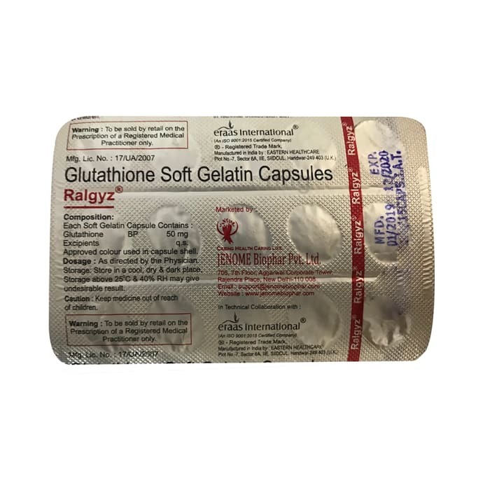 Ralgyz Plus - 250 Mg Glutathione Softgel Capsule | Enhances Immune System, Supports Metabolic Health, Aids Tissue Repair