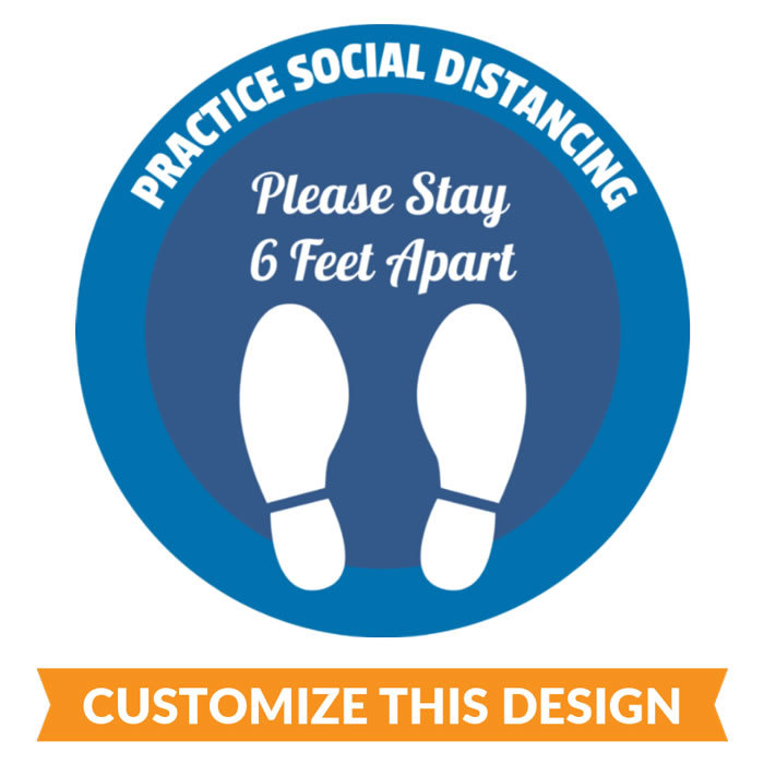 Customized Social Distancing Sticker With Anti-skid Lamination - Vinyl, 12x12 Inch, 350 Microns | Hot Melt Adhesive, Anti-skid Finish, Square Design