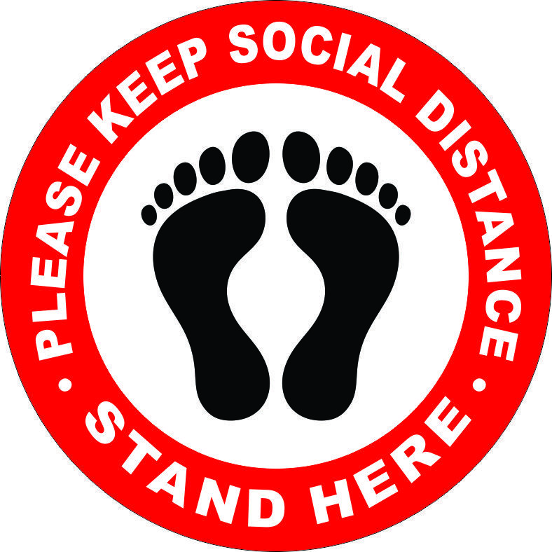 Customized Social Distancing Sticker With Anti-skid Lamination - Vinyl, 12x12 Inch, 350 Microns | Hot Melt Adhesive, Anti-skid Finish, Square Design